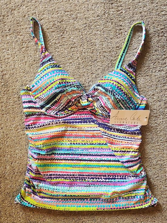 Anne Cole Other - Anne Cole Multicolor Striped Bikini Top with Purple Trim